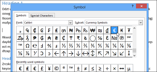armstrong symbol in microsoft word